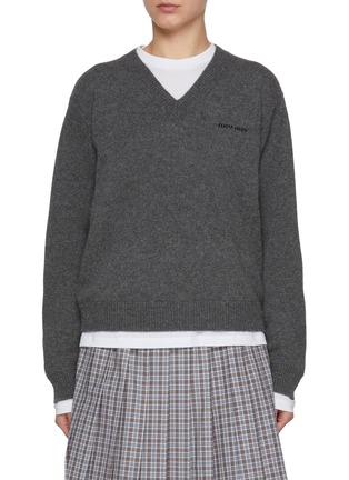 Main View - Click To Enlarge - MIU MIU - Trompe L'oeil Layered Cashmere T-Shirt Sweater