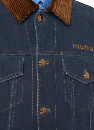  - MIU MIU - Corduroy Collar Dark Wash Denim Gilet