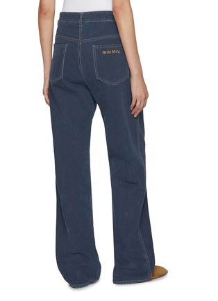 Back View - Click To Enlarge - MIU MIU - High Rise Flocked Dark Wash Jeans