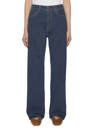 Main View - Click To Enlarge - MIU MIU - High Rise Flocked Dark Wash Jeans