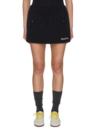 Main View - Click To Enlarge - MIU MIU - Drawstring Zippered Pocket Fleece Mini Skirt