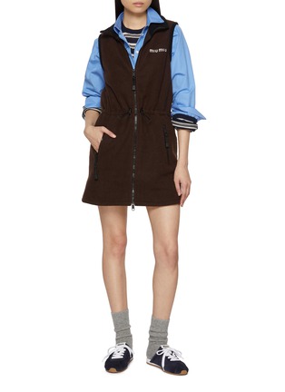 Figure View - Click To Enlarge - MIU MIU - Zip Up Fleece Mini Dress