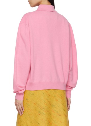 Back View - Click To Enlarge - MIU MIU - Argyle Polo Collar Cashmere Sweater
