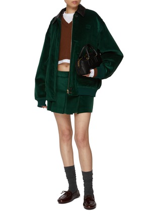 Figure View - Click To Enlarge - MIU MIU - Box Pleat Front Corduroy Mini Skirt