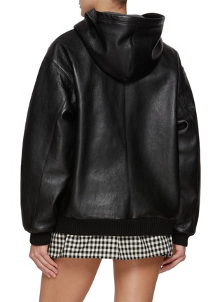 Back View - Click To Enlarge - MIU MIU - Padded Fleece Lined Leather Hoodie