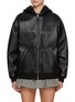 Main View - Click To Enlarge - MIU MIU - Padded Fleece Lined Leather Hoodie