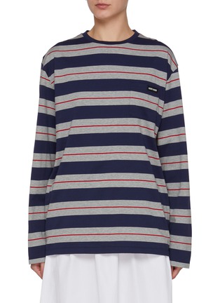 Main View - Click To Enlarge - MIU MIU - Striped Long Sleeve T-Shirt
