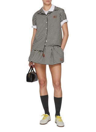 Figure View - Click To Enlarge - MIU MIU - Gingham Flouncy Mini Skort