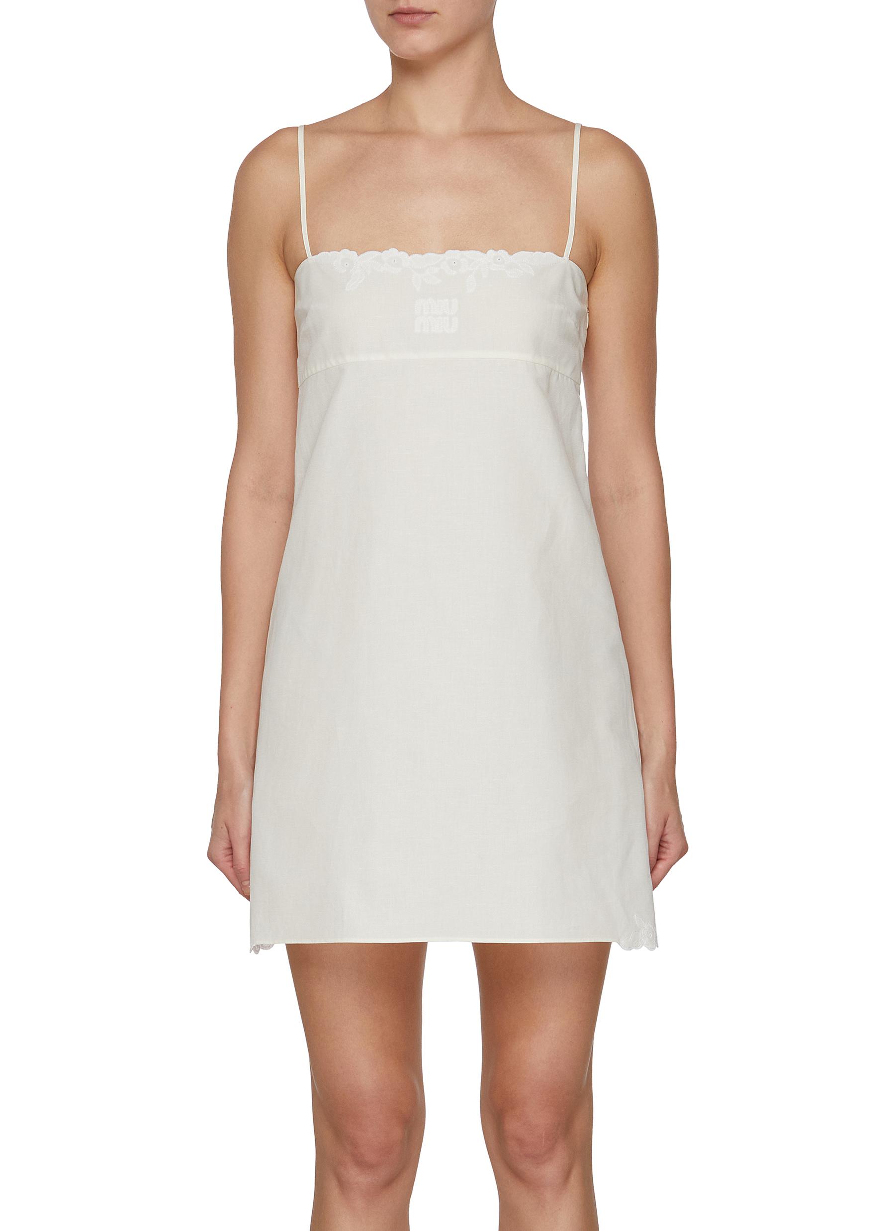 miu miu dress white Poplin And Lace - It has a V Cotton jersey minidress