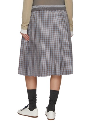 Back View - Click To Enlarge - MIU MIU - Boxer Waist Checkered Pleated Midi Skirt