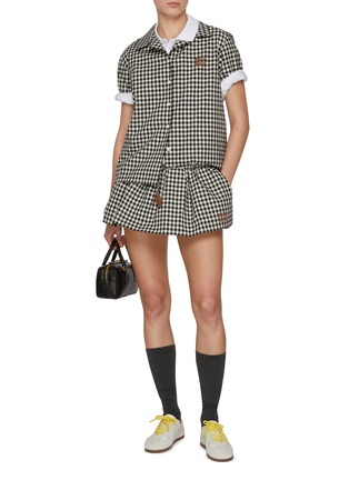 Figure View - Click To Enlarge - MIU MIU - Gingham Bowling Shirt