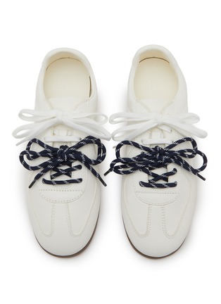 Front View - Click To Enlarge - PEDDER RED - Petra Low Top Suede Nylon Women's Sneakers