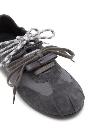 Back View - Click To Enlarge - PEDDER RED - Patty Satin Suede Women's Sneakers