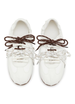 Front View - Click To Enlarge - PEDDER RED - Patty Satin Suede Women's Sneakers