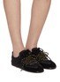 Figure View - Click To Enlarge - PEDDER RED - Petra Low Top Suede Nylon Women's Sneakers