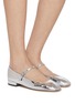 Figure View - Click To Enlarge - PEDDER RED - Farah Metallic Leather Mary Jane Flats