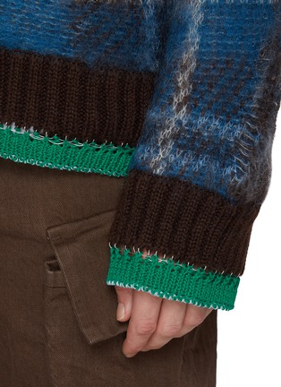  - SACAI - Distressed Plaid Cardigan