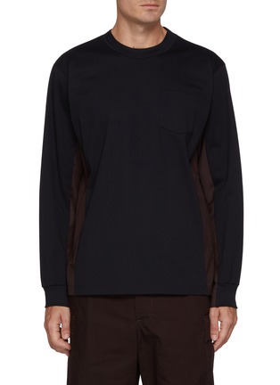 Main View - Click To Enlarge - SACAI - Hybrid Cotton Sweatshirt