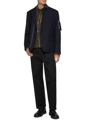 Figure View - Click To Enlarge - SACAI - Zip Up Layered Hybrid Blazer