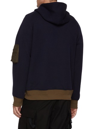 Back View - Click To Enlarge - SACAI - Zippered Sleeve Pocket Sponge Sweat Hoodie
