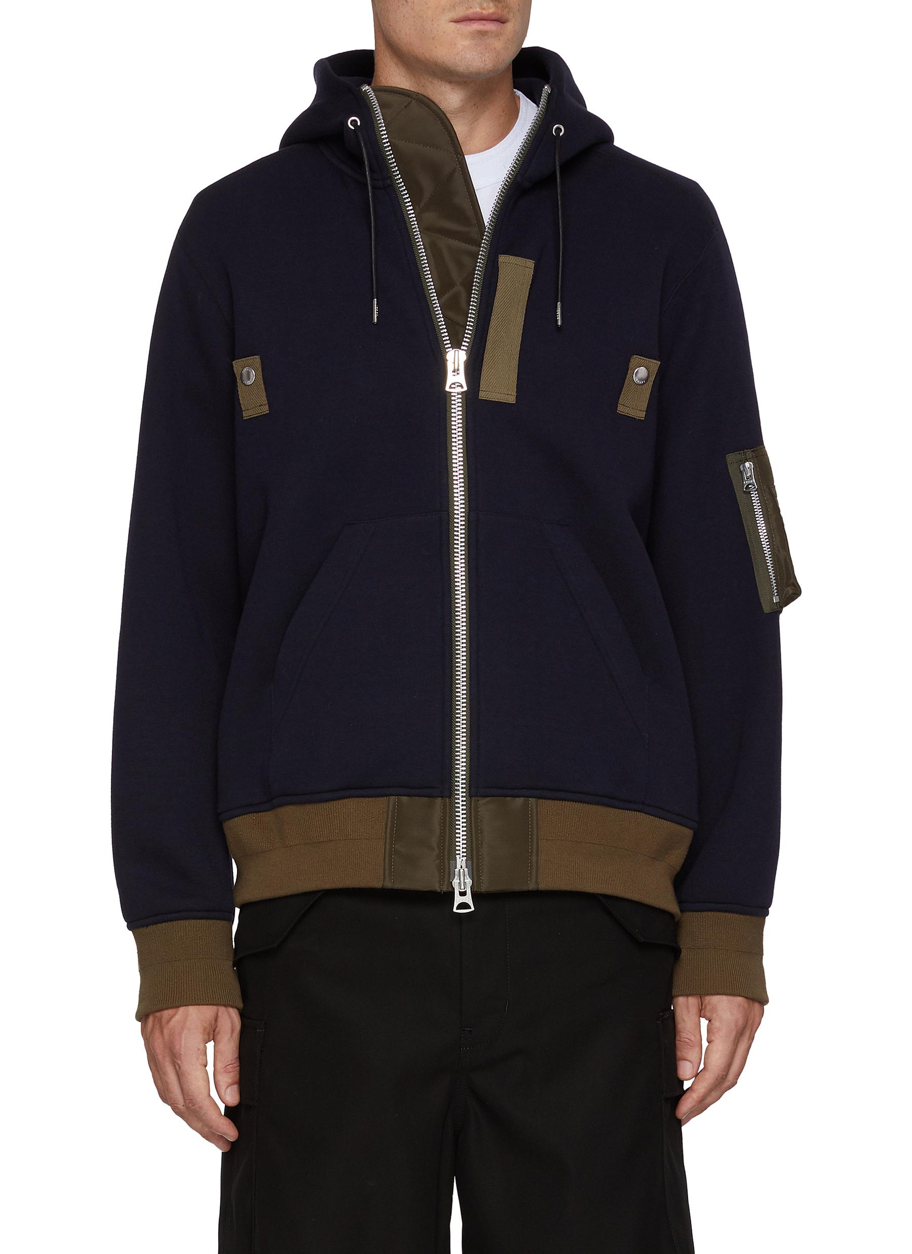SACAI | Zippered Sleeve Pocket Sponge Sweat Hoodie | Men
