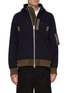 Main View - Click To Enlarge - SACAI - Zippered Sleeve Pocket Sponge Sweat Hoodie