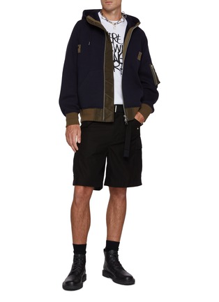 Figure View - Click To Enlarge - SACAI - Zippered Sleeve Pocket Sponge Sweat Hoodie