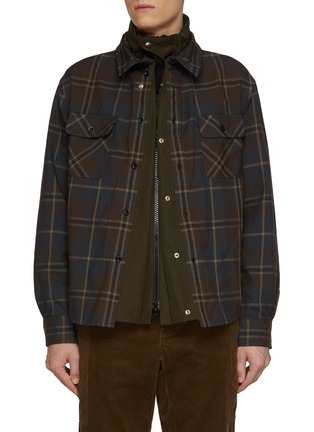 Main View - Click To Enlarge - SACAI - Layered Zip Up Plaid Shirt