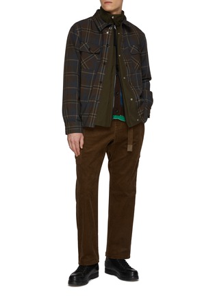 Figure View - Click To Enlarge - SACAI - Layered Zip Up Plaid Shirt