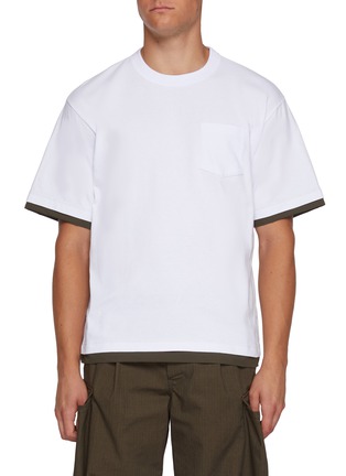 Main View - Click To Enlarge - SACAI - Chest Pocket Layered Cotton T-Shirt