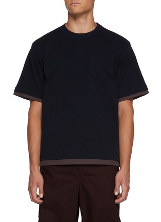 Main View - Click To Enlarge - SACAI - Chest Pocket Layered Cotton T-Shirt