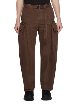Main View - Click To Enlarge - SACAI - Belted Medium Wash Cargo Jeans