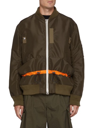 Main View - Click To Enlarge - SACAI - Contrast Drawstring Bomber Jacket