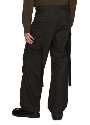 Back View - Click To Enlarge - SACAI - Belted Checkered Wool Cargo Pants