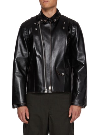 Main View - Click To Enlarge - SACAI - Double Front Zip Up Leather Jacket