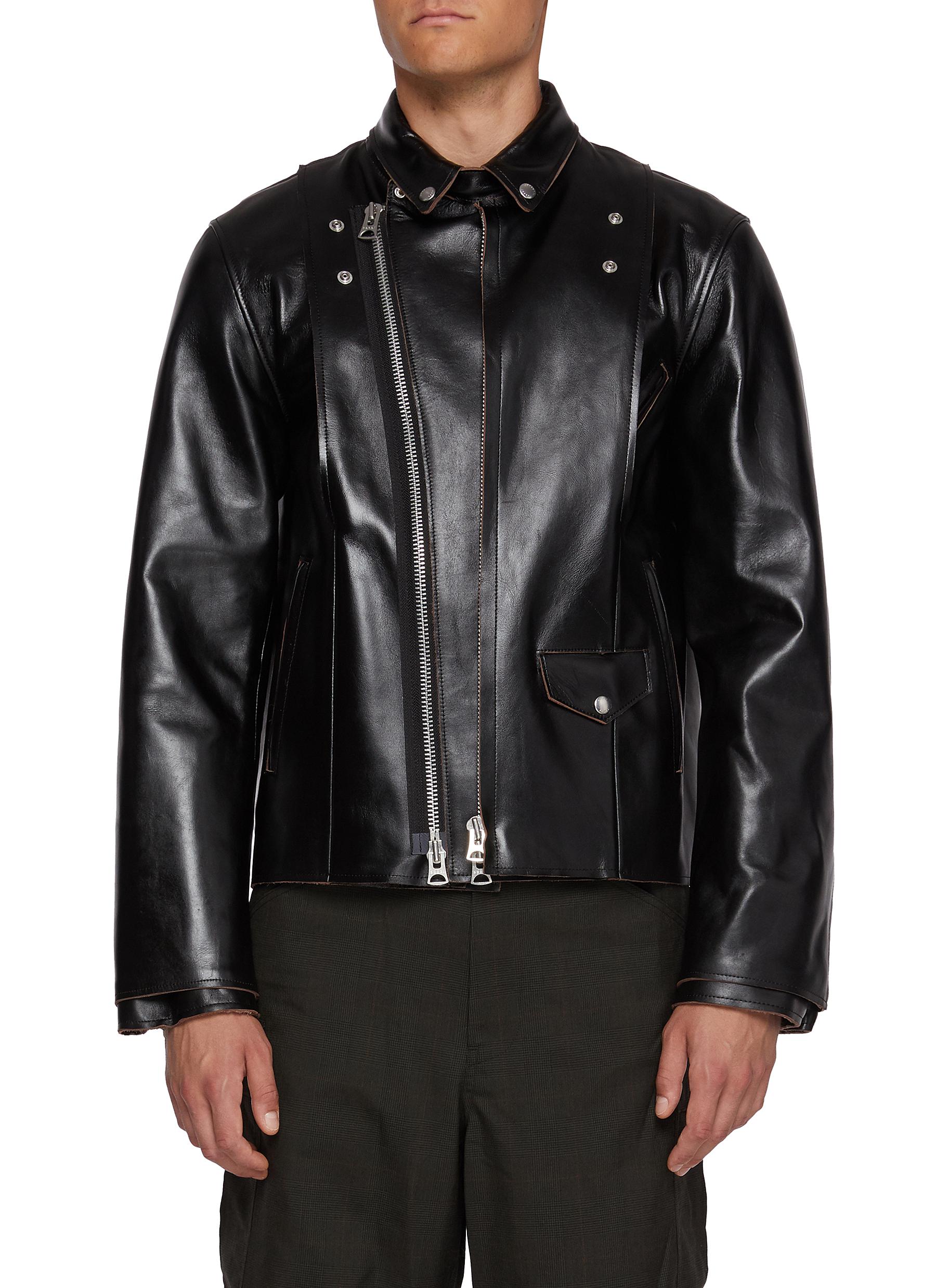 SACAI | Double Front Zip Up Leather Jacket | Men | Lane Crawford