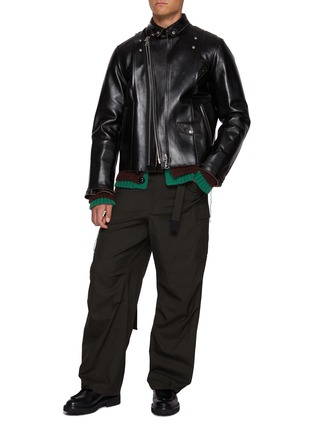 Figure View - Click To Enlarge - SACAI - Double Front Zip Up Leather Jacket