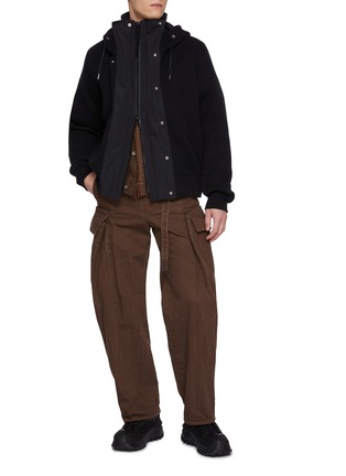 Figure View - Click To Enlarge - SACAI - Layered Snap Button Zip Up Hoodie
