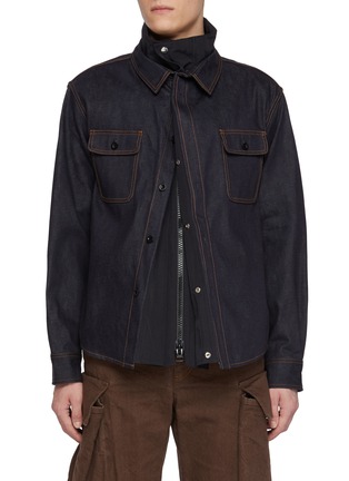 Main View - Click To Enlarge - SACAI - Layered Dark Wash Denim Jacket
