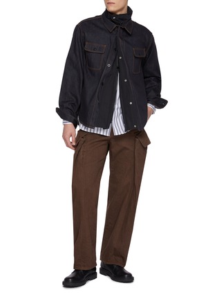 Figure View - Click To Enlarge - SACAI - Layered Dark Wash Denim Jacket