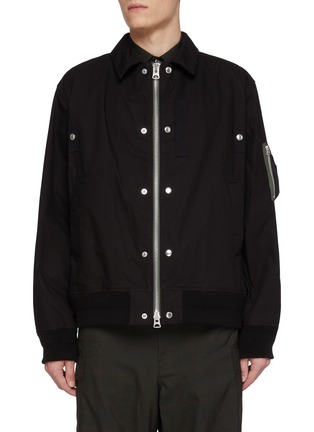 Main View - Click To Enlarge - SACAI - Snap Button Zip Up Bomber Jacket