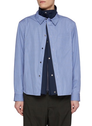 Main View - Click To Enlarge - SACAI - Layered Striped Shirt