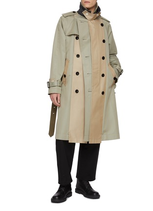 Figure View - Click To Enlarge - SACAI - Multi Fabric Layered Trench Coat