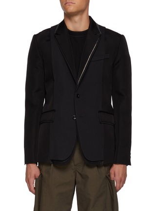 Main View - Click To Enlarge - SACAI - Contrast Lapel Single Breasted Blazer