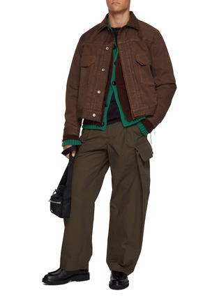 Figure View - Click To Enlarge - SACAI - Double Layered Raw Edge Dark Wash Jeans