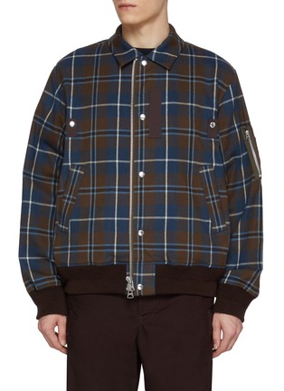Main View - Click To Enlarge - SACAI - Plaid Flannel Bomber Jacket