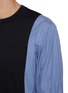  - SACAI - Striped Poplin Sleeve Cotton T-Shirt