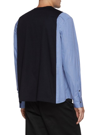Back View - Click To Enlarge - SACAI - Striped Poplin Sleeve Cotton T-Shirt