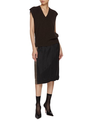 Figure View - Click To Enlarge - MAISON MARGIELA - Asymmetrical Bicolour Midi Skirt