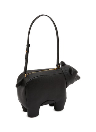 Detail View - Click To Enlarge - THOM BROWNE - Bear Baguette Pebble Grain Leather  Bag